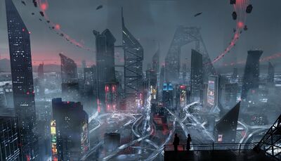 LL Web Design, Altered Carbon, Photo de nuit d une ville futuriste