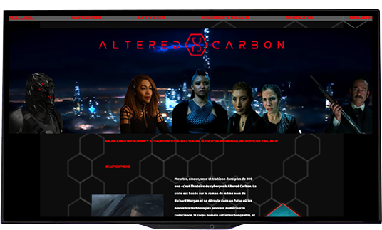 Photo d un écran sur le site web d Altered Carbon